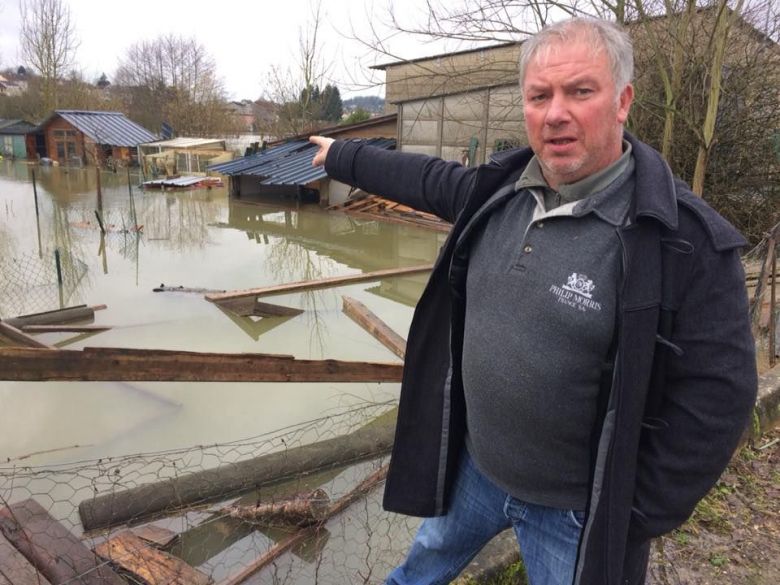 Le 11 janvier 2018, la Meuse déborde dans les terres et noie les riverains dans le bas du village de Montcy Notre Dame.
Jean Marc Colignon. / © Daniel Samulczyk / France Télévisions